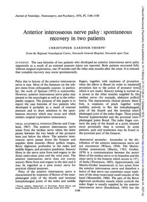 Anterior Interosseous Nerve Palsy: Spontaneous Recovery in Two Patients