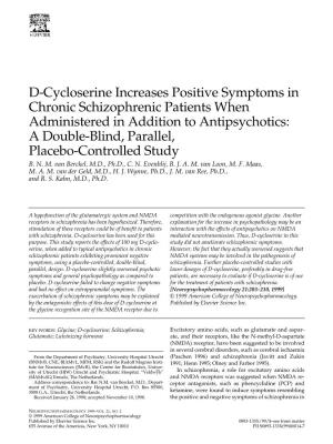 D-Cycloserine Increases Positive Symptoms in Chronic