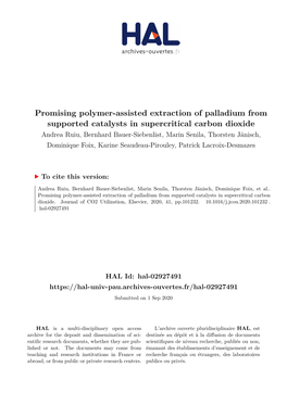 Promising Polymer-Assisted Extraction of Palladium from Supported