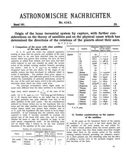 Origin of the Lunar Terrestrial System by Capture, with Further Considerations on the Theory of Satellites and on the Physical C