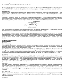 Cefditoren Pivoxil) Tablets 200 and 400 Mg