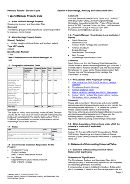 1. World Heritage Property Data 2. Statement of Outstanding Universal