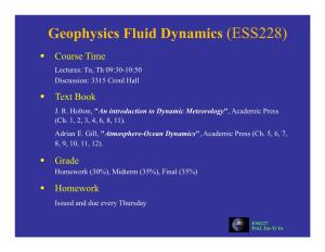 Geophysics Fluid Dynamics (ESS228)