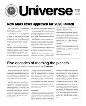 Five Decades of Roaming the Planets New Mars Rover Approved for 2020