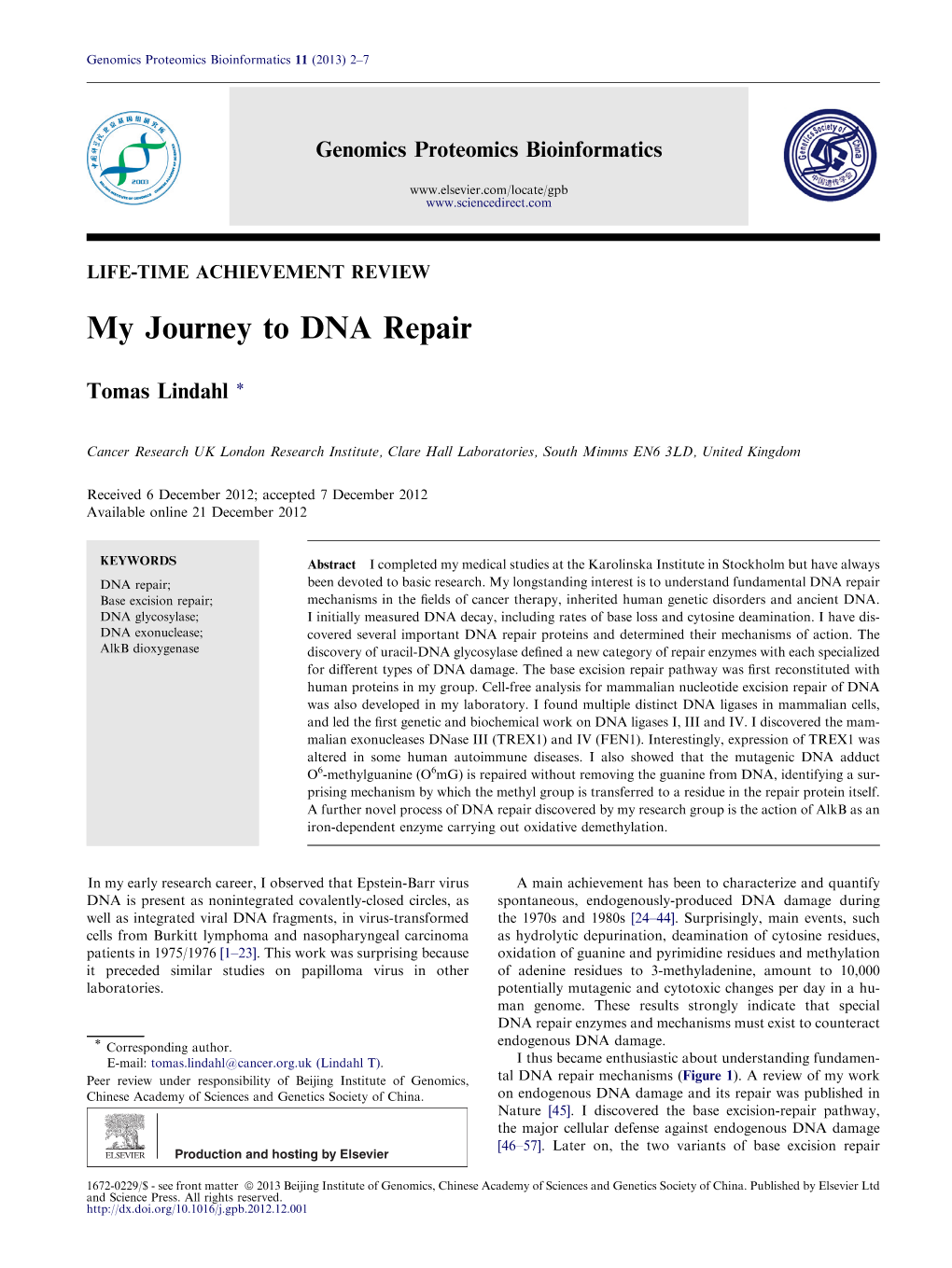 My Journey to DNA Repair