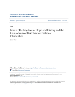 The Interface of Hope and History and the Conundrum of Post-War International Intervention