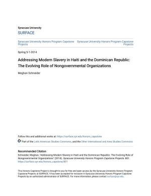 Addressing Modern Slavery in Haiti and the Dominican Republic: the Evolving Role of Nongovernmental Organizations