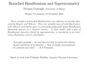 Branched Hamiltonians and Supersymmetry