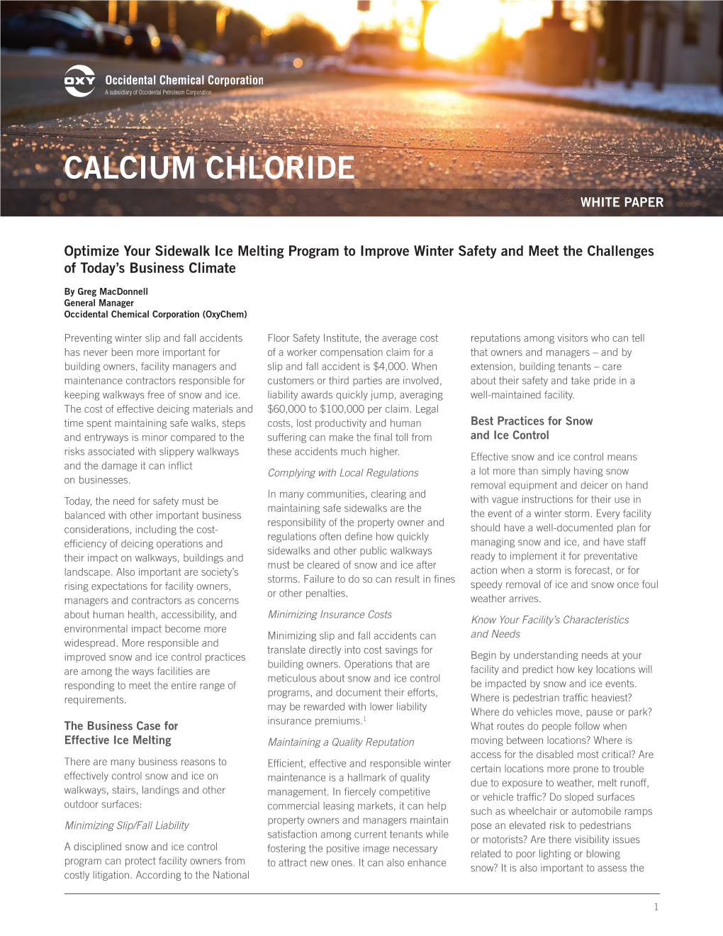 Calcium Chloride White Paper