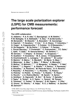 The Large Scale Polarization Explorer (LSPE) for CMB Measurements: Performance Forecast