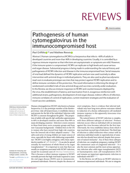 Pathogenesis of Human Cytomegalovirus in the Immunocompromised Host