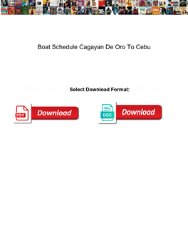 Boat Schedule Cagayan De Oro to Cebu