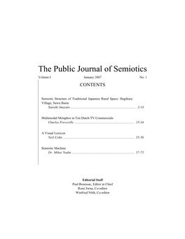 The Public Journal of Semiotics Volume I January 2007 No