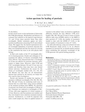 Action Spectrum for Healing of Psoriasis