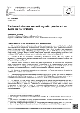 The Humanitarian Concerns with Regard to People Captured During the War in Ukraine