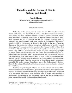 Theodicy and the Nature of God in Nahum and Jonah