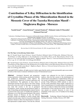 Contribution of X-Ray Diffraction in the Identification of Crystalline Phases