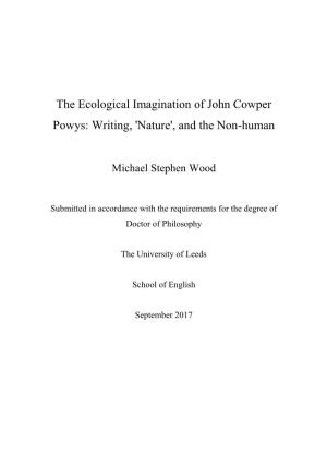 The Ecological Imagination of John Cowper Powys: Writing, 'Nature', and the Non-Human