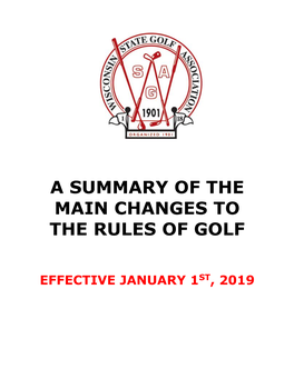 A Summary of the Main Changes to the Rules of Golf