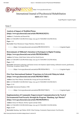 International Journal of Psychosocial Rehabilitation