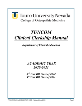 TUNCOM Clinical Clerkship Manual 2020-2021