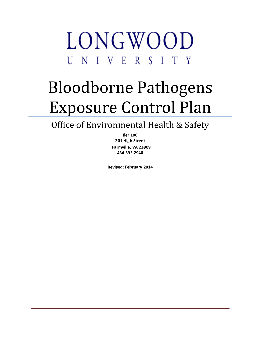 Bloodborne Pathogens Exposure Control Plan s1