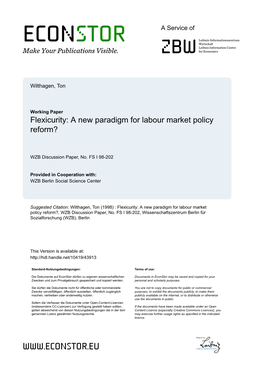 Flexicurity. a New Paradigm for Labour Market Policy Reform?