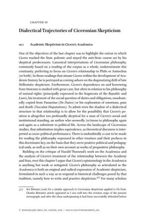 Dialectical Trajectories of Ciceronian Skepticism