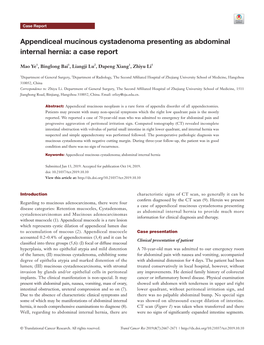 Appendiceal Mucinous Cystadenoma Presenting As Abdominal Internal Hernia: a Case Report