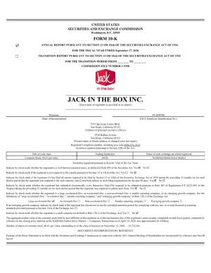 JACK in the BOX INC. (Exact Name of Registrant As Specified in Its Charter) ______