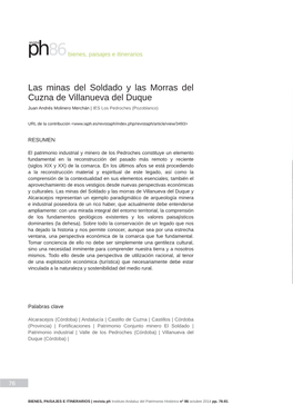 Las Minas Del Soldado Y Las Morras Del Cuzna De Villanueva Del Duque Juan Andrés Molinero Merchán | IES Los Pedroches (Pozoblanco)