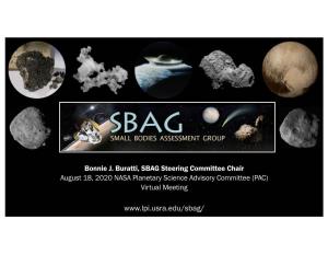 SBAG Steering Committee Chair August 18, 2020 NASA Planetary Science Advisory Committee (PAC) Virtual Meeting