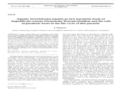 (Snails) As New Paratenic Hosts of Anguillicola Crassus (Nematoda: Dracunculoidea) and the Role of Paratenic Hosts in the Life Cycle of This Parasite