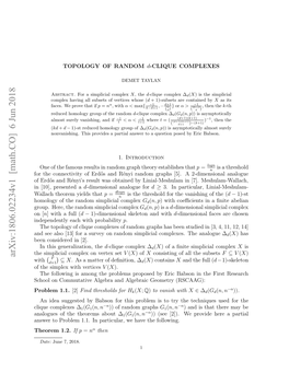TOPOLOGY of RANDOM D-CLIQUE COMPLEXES 3