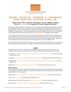 Rebel Spirits: Robert F. Kennedy and Martin Luther King Jr
