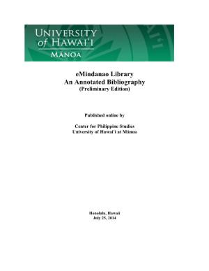Emindanao Library an Annotated Bibliography (Preliminary Edition)