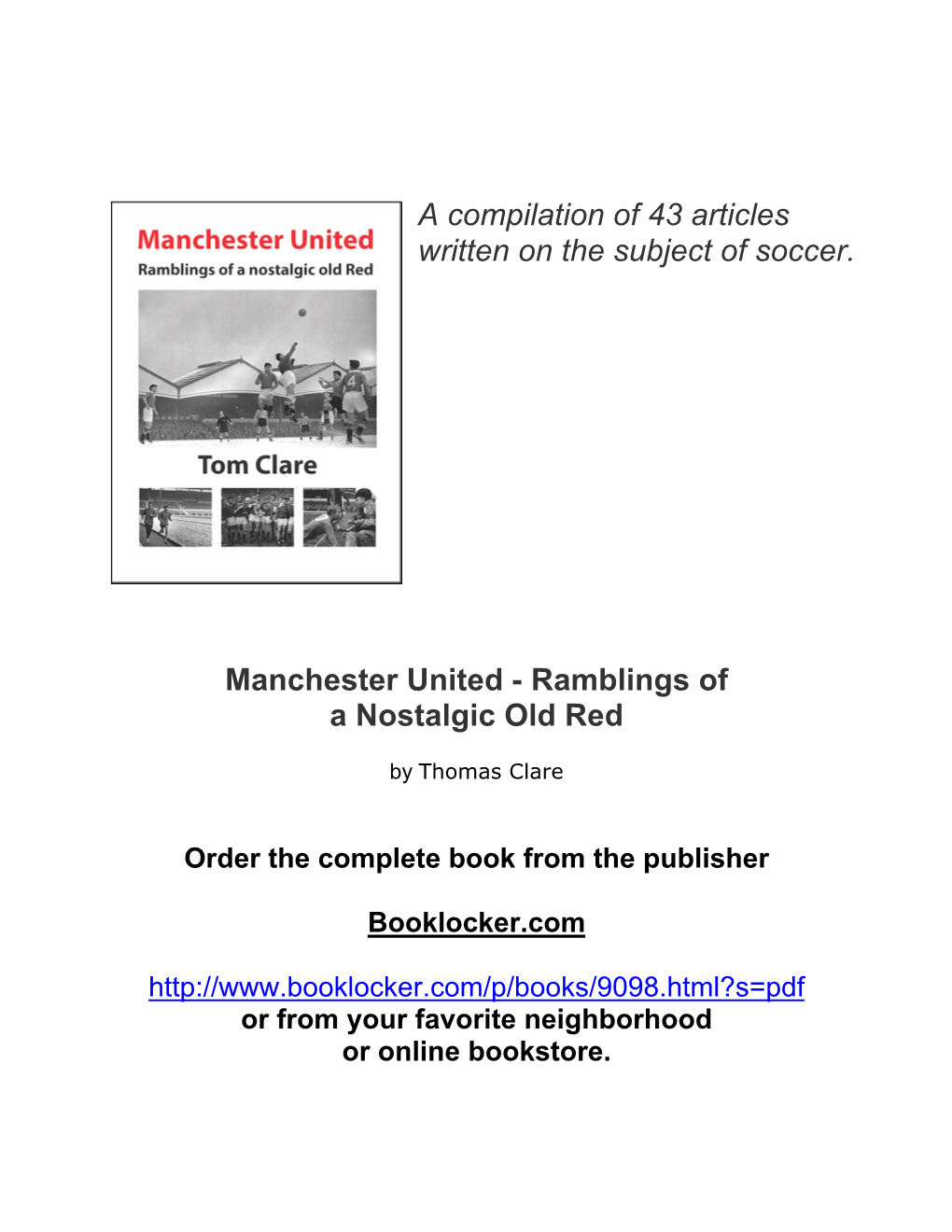 Manchester United - Ramblings of a Nostalgic Old Red