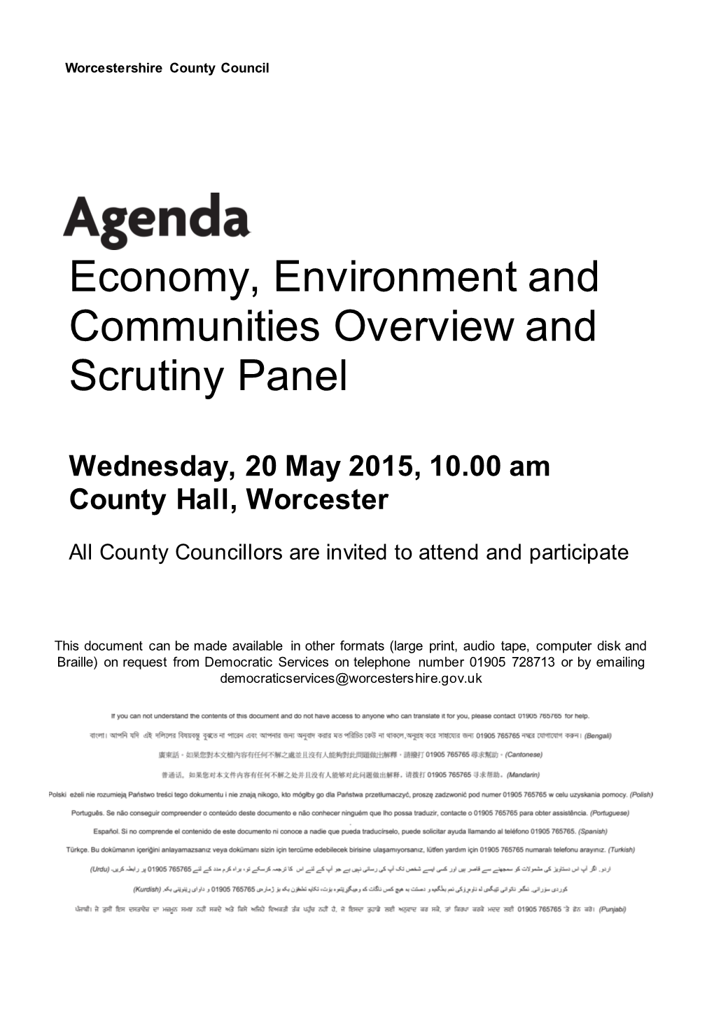 (Public Pack)Agenda Document for Economy, Environment And