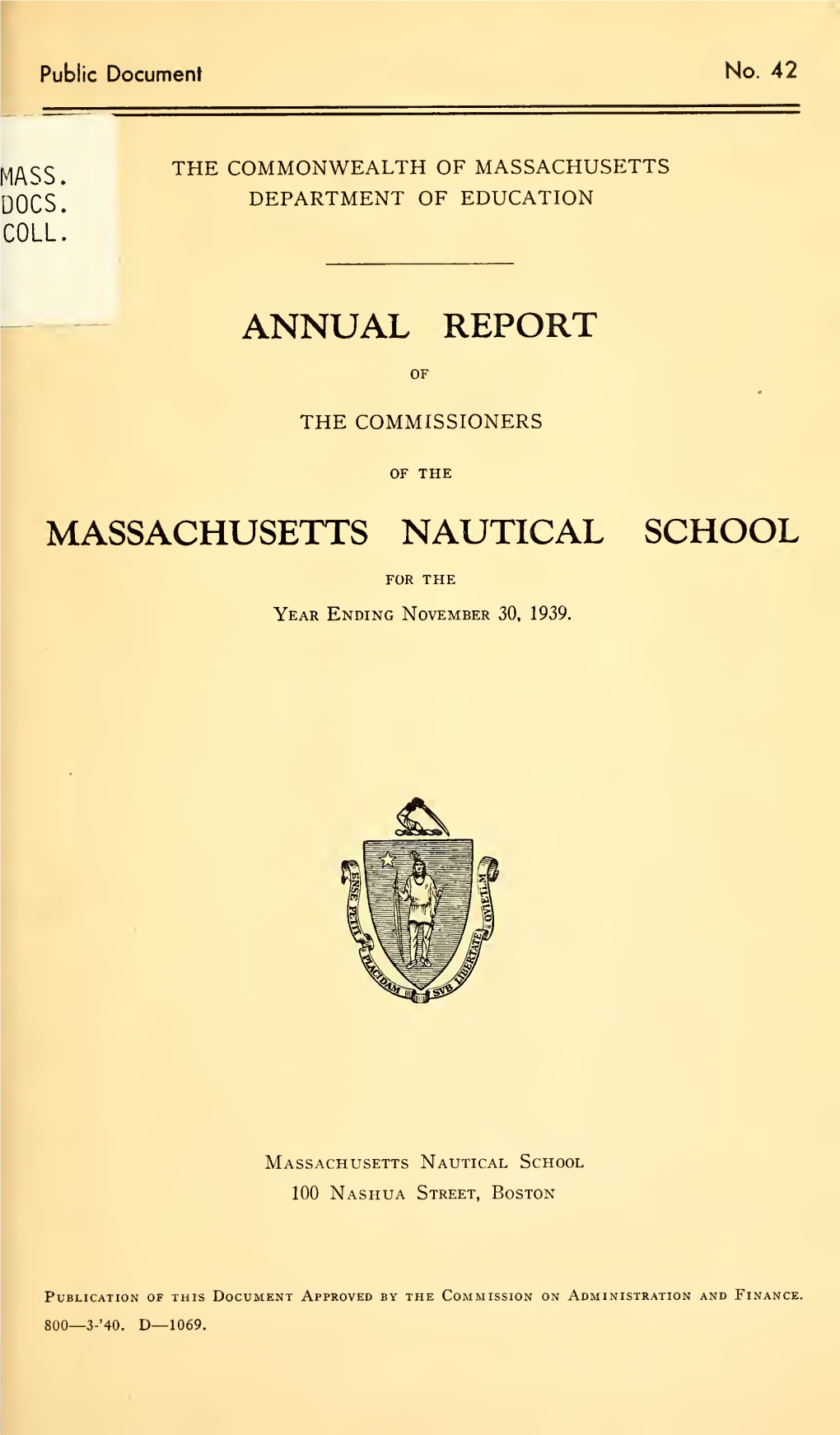 Annual Report of the Commissioners of the Massachusetts Nautical School