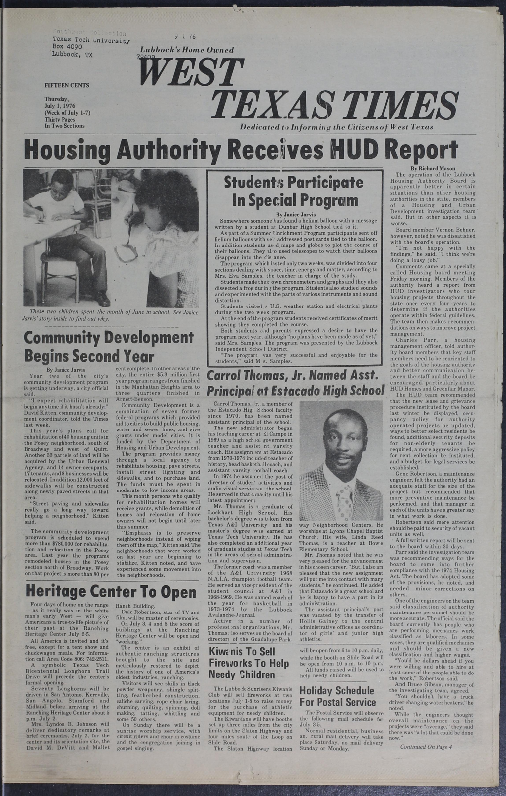 Housing Authority Recehres HUD Report