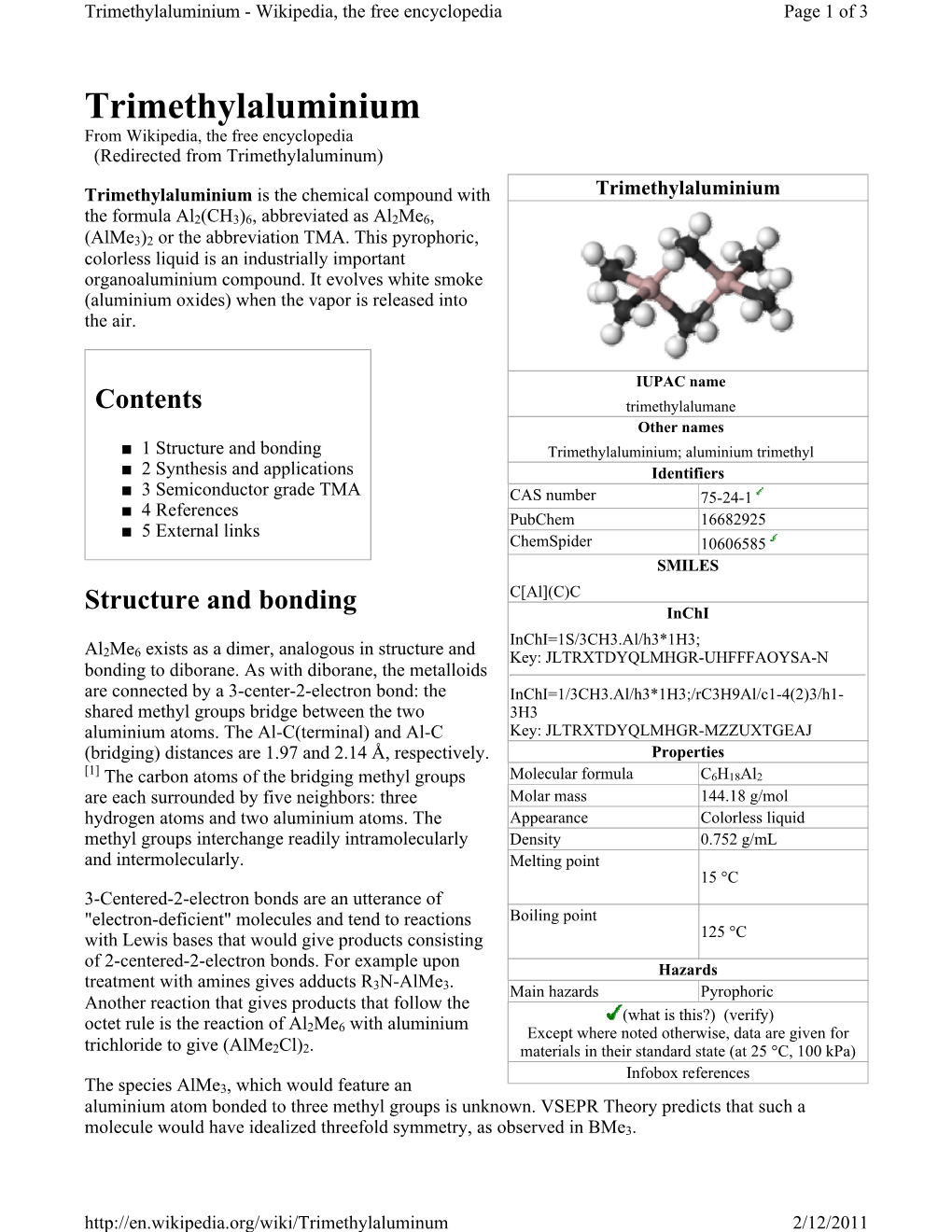Trimethylaluminium - Wikipedia, the Free Encyclopedia Page 1 of 3