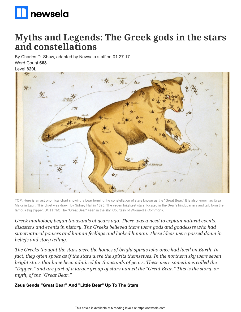 Myths and Legends: the Greek Gods in the Stars and Constellations by Charles D