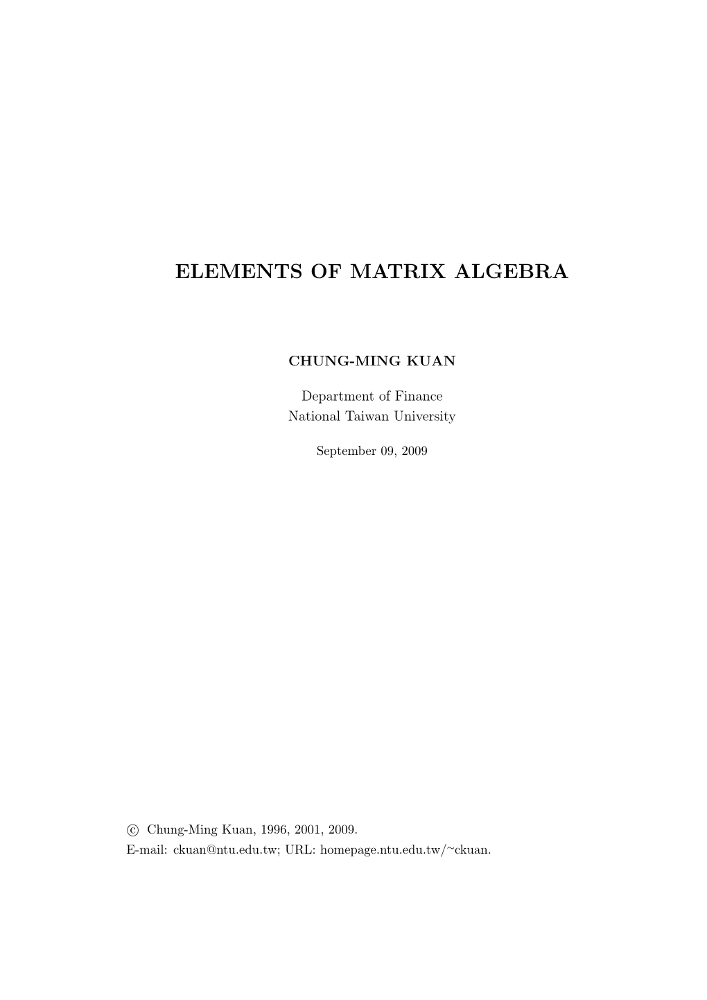 Elements of Matrix Algebra