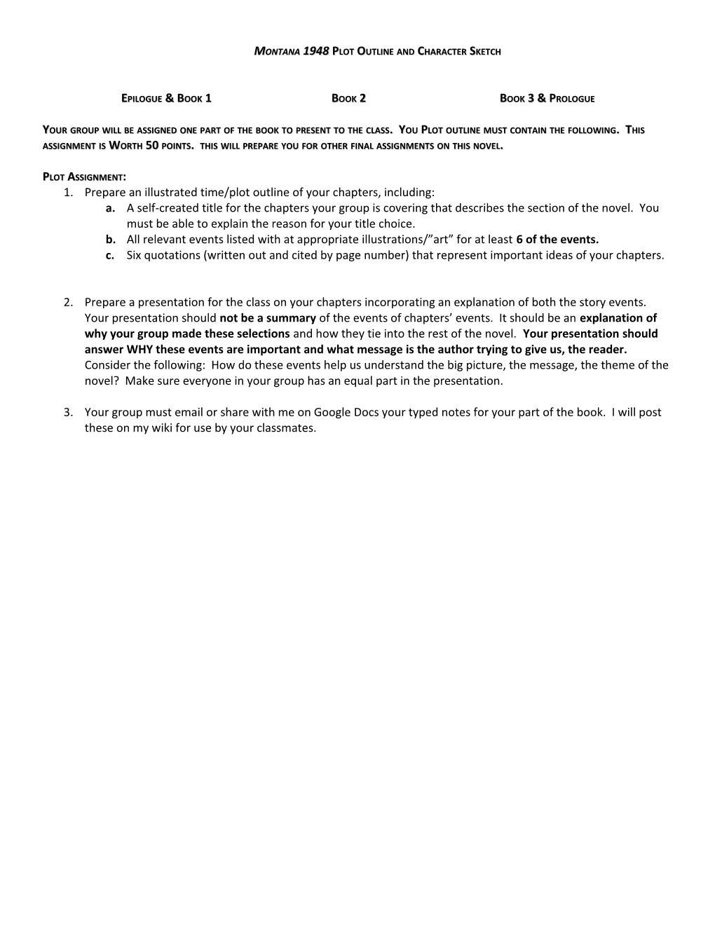 Montana 1948 Plot Outline and Character Sketch