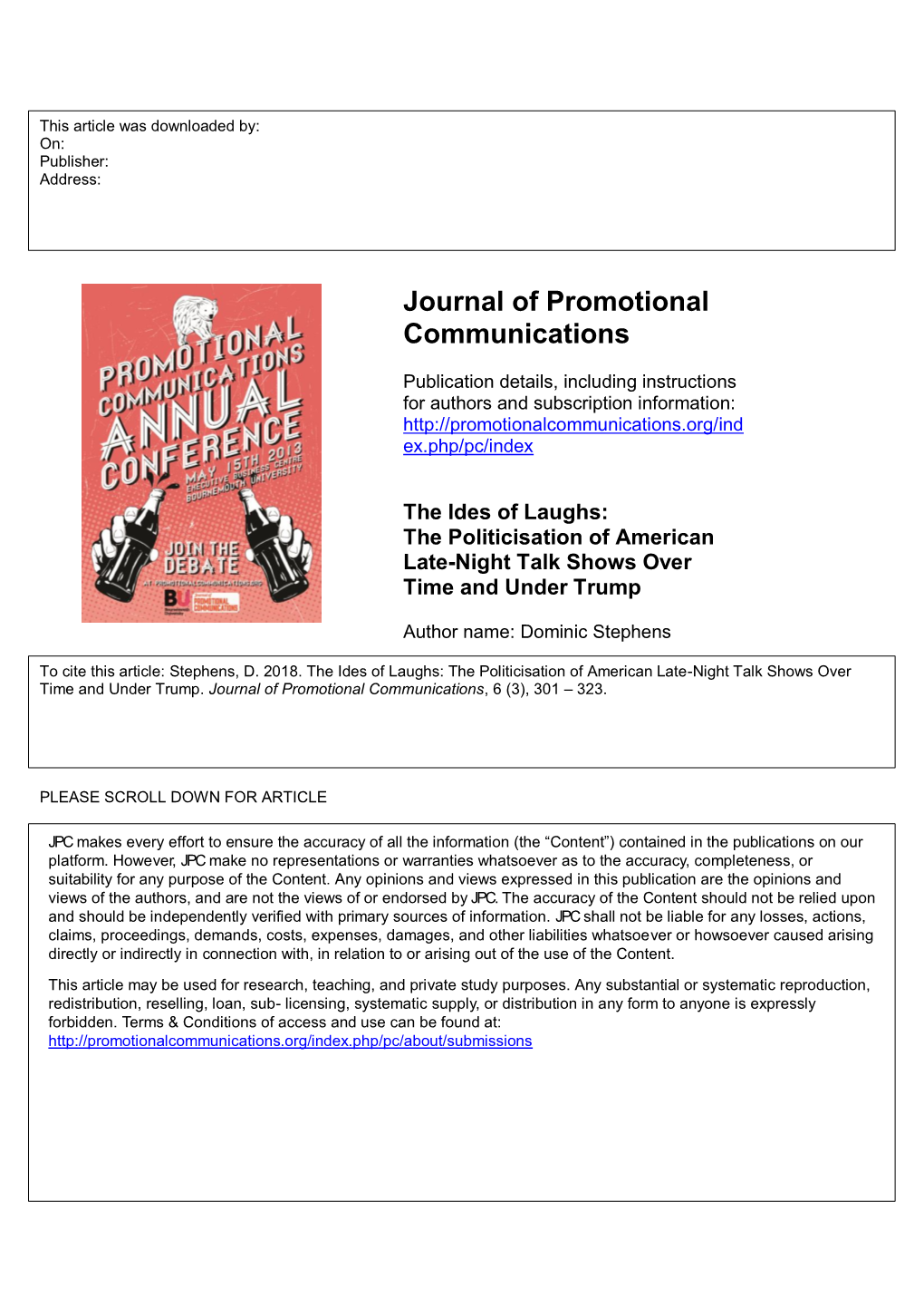 Journal of Promotional Communications