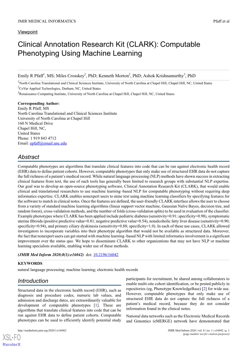 Clinical Annotation Research Kit (CLARK): Computable Phenotyping Using Machine Learning