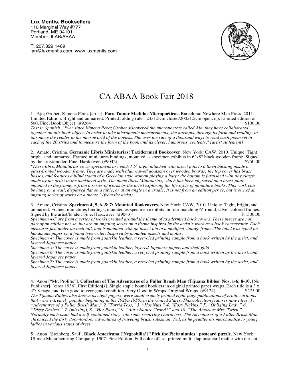 CA ABAA Book Fair 2018