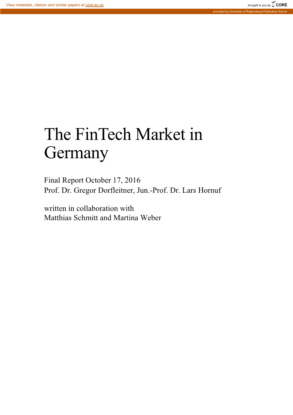 The Fintech Market in Germany
