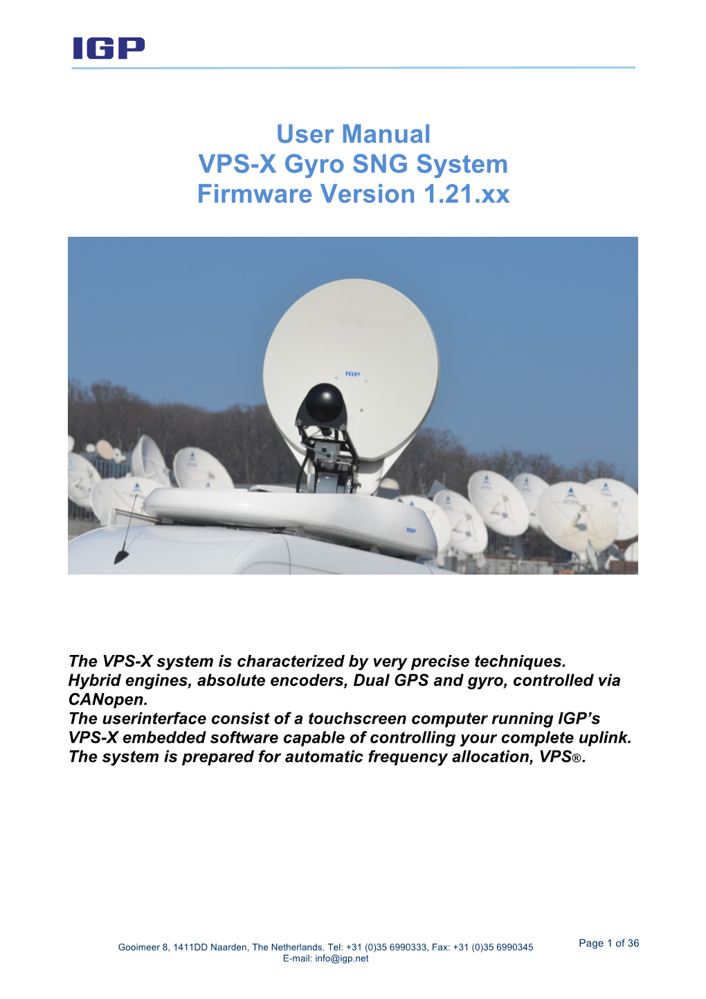 User Manual VPS-X Gyro SNG System Firmware Version 1.21.Xx