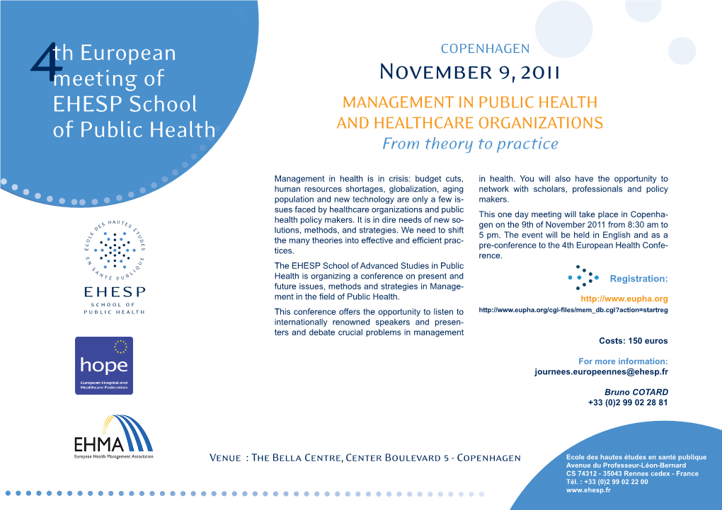 Th European Meeting of EHESP School of Public Health November
